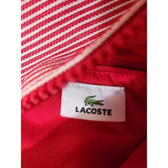 Lacoste Red And White Stripe Athletic Hobo Large Bag - Picture 5 of 7